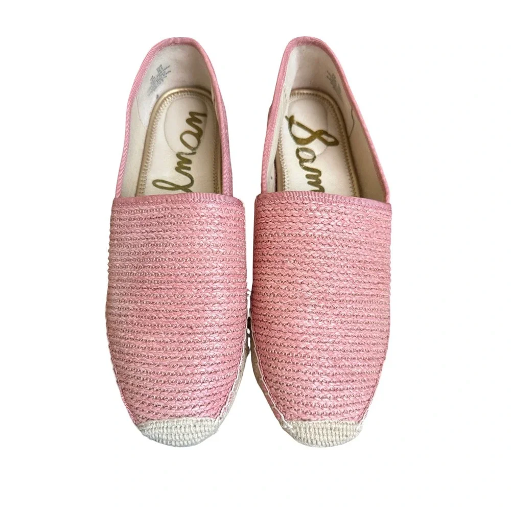 Sam Edelman Khloe Espadrille Flats Pink Raffia Rose Rope‎ Slip On Loafers 9.5